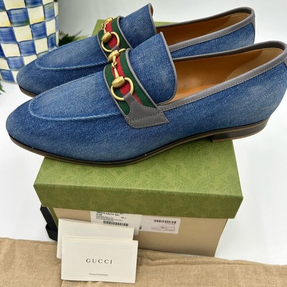 Men’s Gucci horse bit denim loafers size 10.5 fits 11.5 US made in Italy - Picture 5 of 10